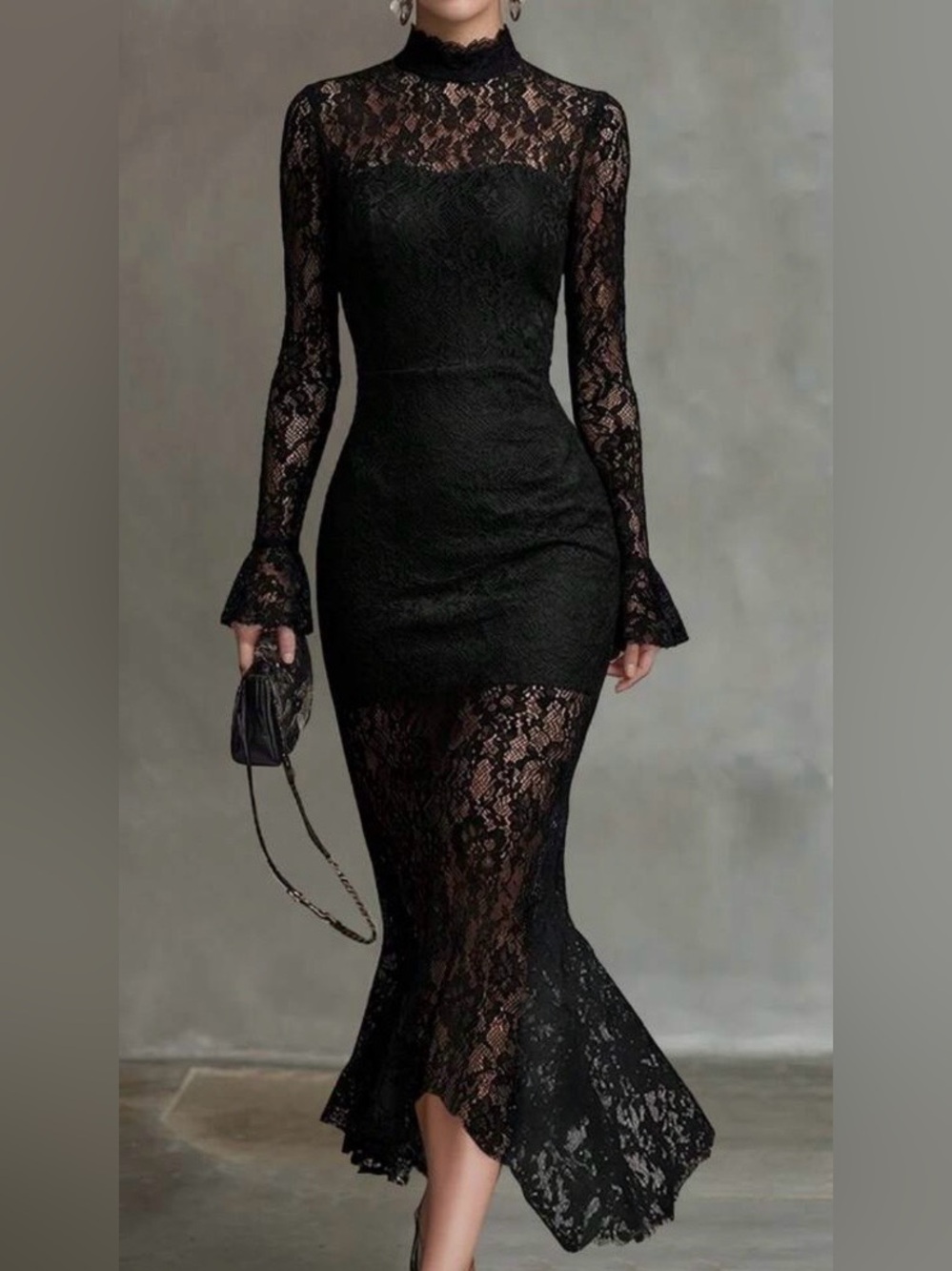 NWT Clarissa Elegant Lace Fishtail Maxi Dress